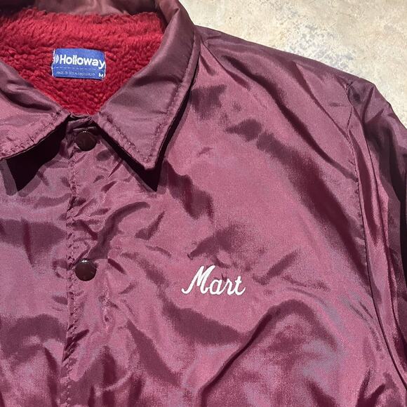 Vintage 70s 80s Holloway Red Chainstitched Bomber Jacket - Picture 2 of 4